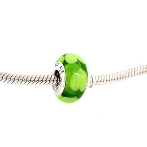Pandora Sterling Silver Murano Glass Green Heart